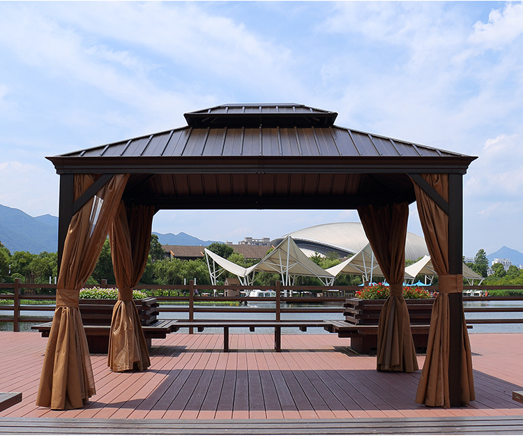厂家直销现代户外四角防腐木凉亭景观工程小型庭院别墅罗马帐篷