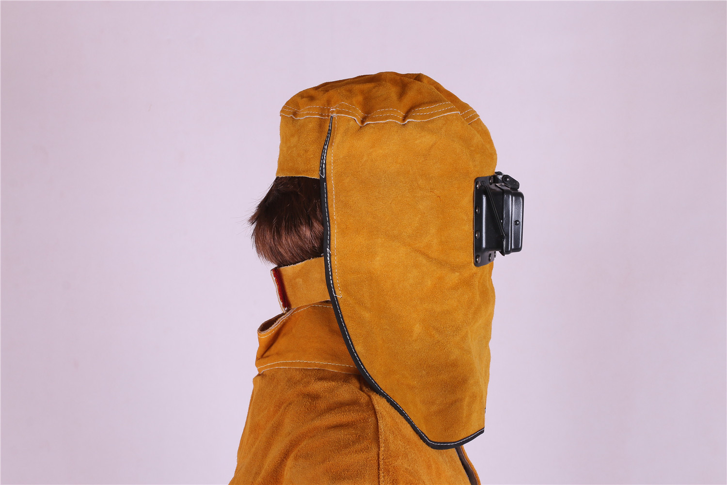 牛皮电焊帽子 电焊工面部防护罩 防火花油溅电焊工面罩 按图定制