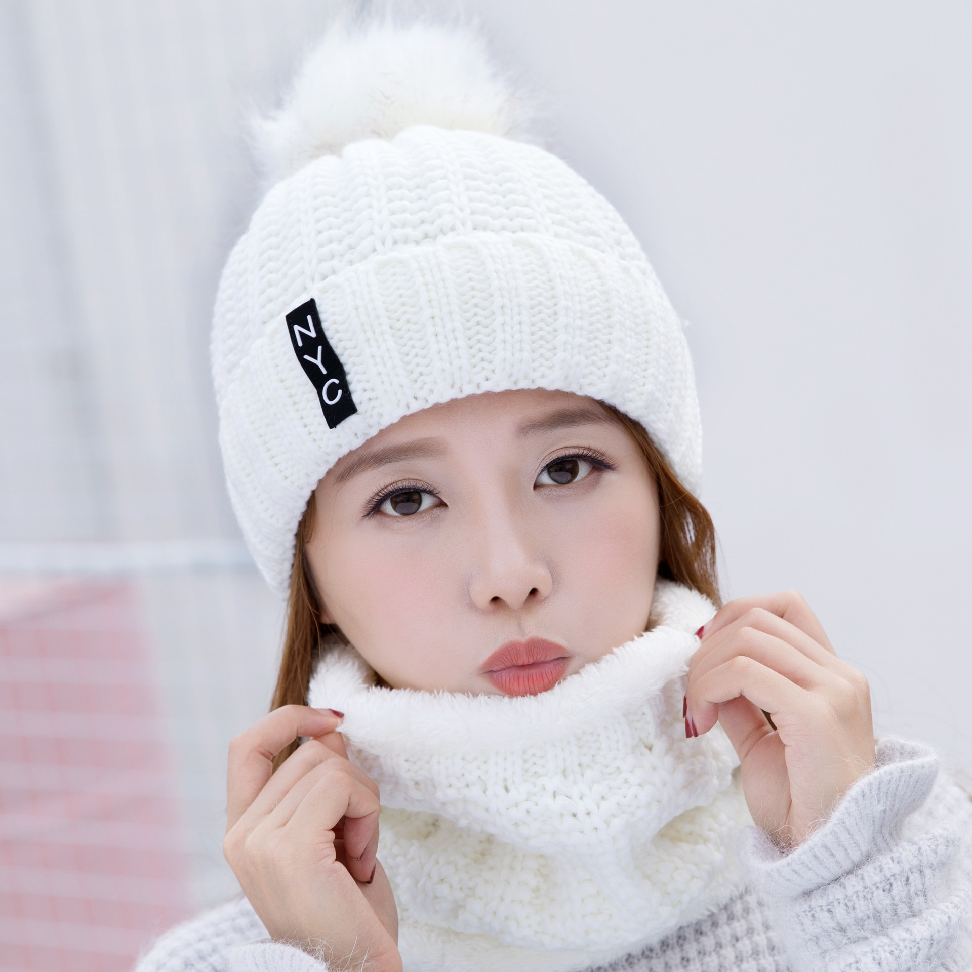 帽子女韩版潮秋冬时尚保暖针织毛线帽冬季帽子女可爱冬天一件代发