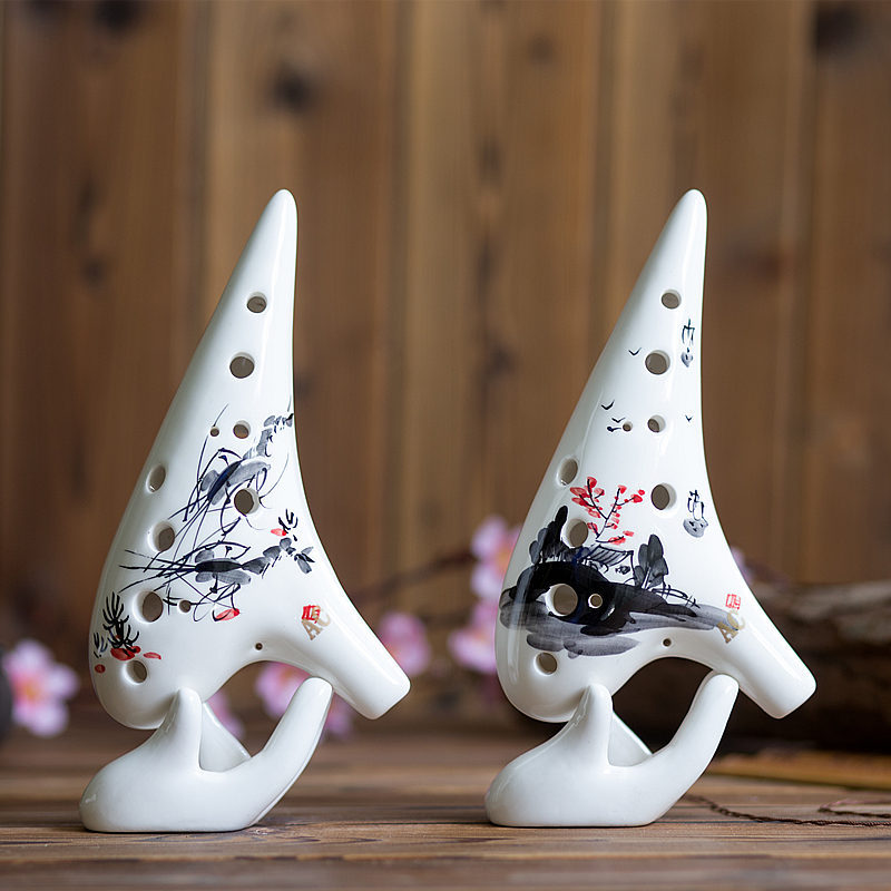 12孔陶笛批发 12孔中音c调彩绘专业陶笛 音准音色好 陶笛批发