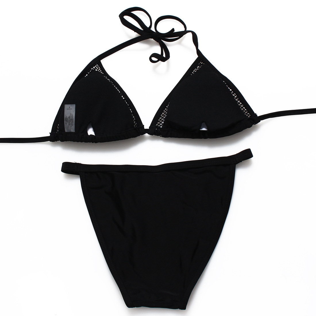 外贸热销性感黑色比基尼网纱镂空泳装女士分体游泳衣欧美bikini