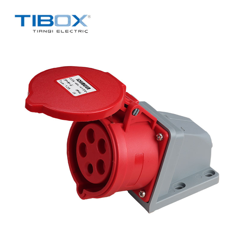 厂家直销工业插座航空防水接插件32a380v 5芯三相五线五极明装插