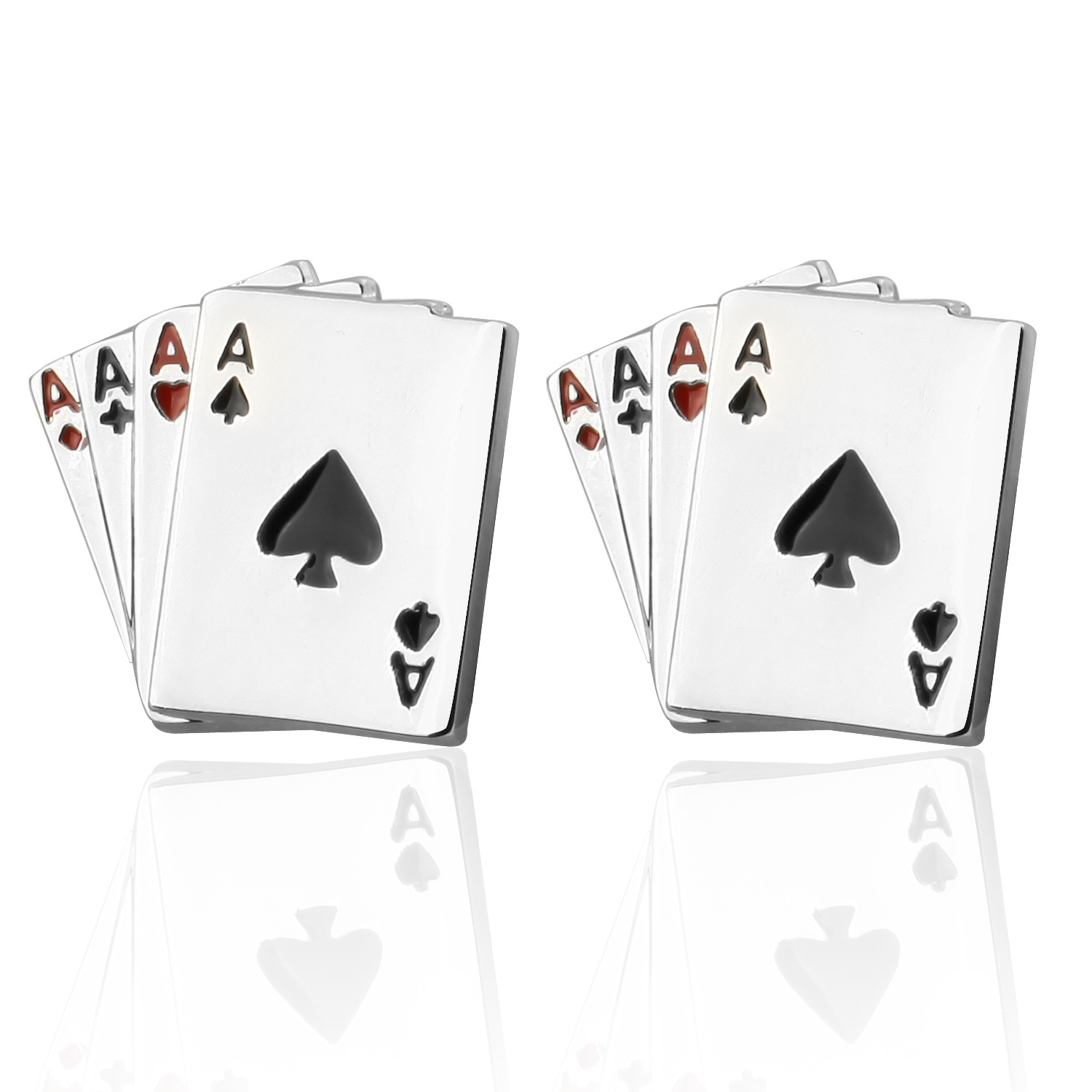 帧萌优质法式袖口袖钉 男士cufflinks 娱乐系列 四a扑克牌袖扣