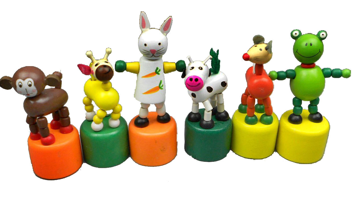 摇滚动物 动物木桶 木制儿童玩具 摇摆动物 趣味玩具 拇指玩具