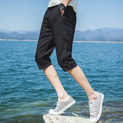 7014工厂直销男士休闲七分裤青年潮流速干薄款七分裤男大码七分裤