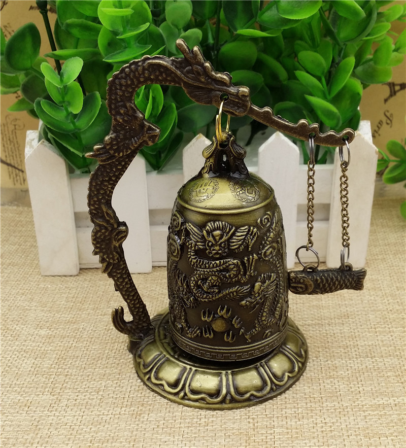小号青铜鱼撞龙钟 能响龙钟摆件 风水装饰品工艺品收藏厂家直销