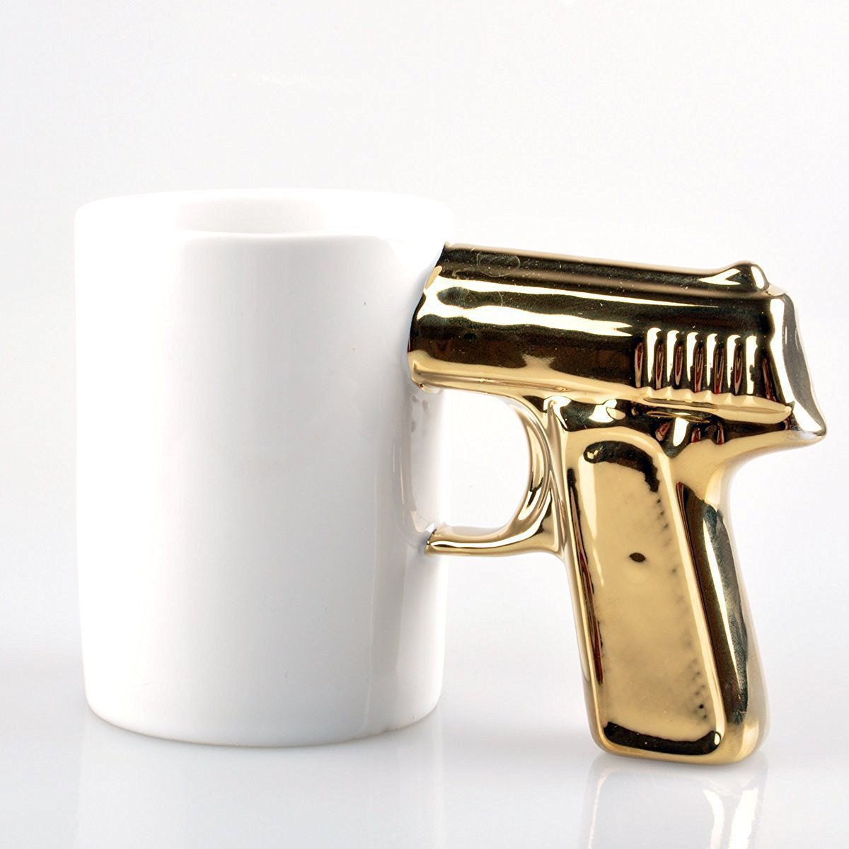批发陶瓷杯电镀手枪杯 创意水杯咖啡杯个性杯子马克杯 gun mug