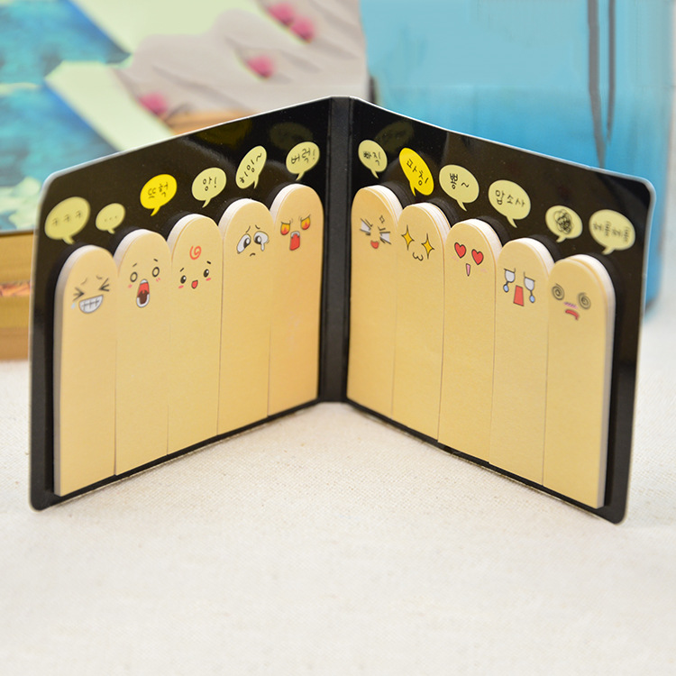 日韩文具 创意手指便利贴 卡通表情便利贴 超q表情手指可撕便利贴