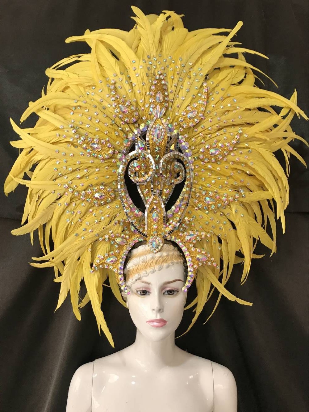 羽毛开场舞队舞台演出服饰 桑巴舞蹈服装 套装 鸵鸟毛背板 头饰