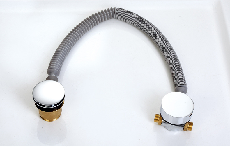 批发陶瓷浴缸排水管配件 旋转式下水器铜塑料伸缩下水器