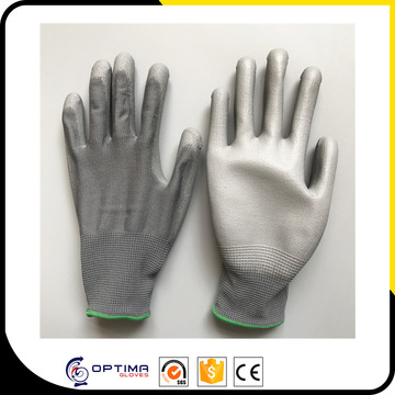 出口欧美13针涤纶尼龙掌浸灰pu手套通用工作手套防护手套-阿里巴巴