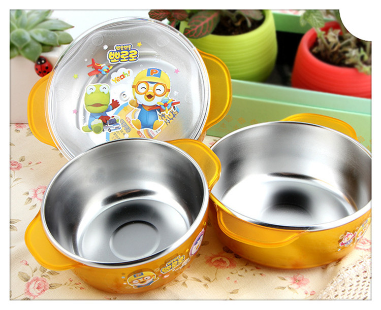 韩国 啵乐乐餐具 双耳不锈钢金黄色碗 三种款式 安全卫生耐用