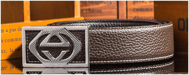 男士不锈钢平滑扣皮带gc头层牛皮名流精品整条腰带金银大气裤带