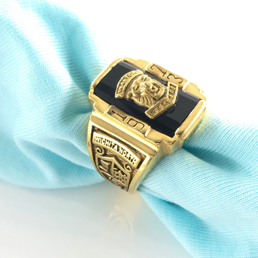 不锈钢沃尔顿虎头冠军戒指1973钛钢镀金戒指跨境电商货源