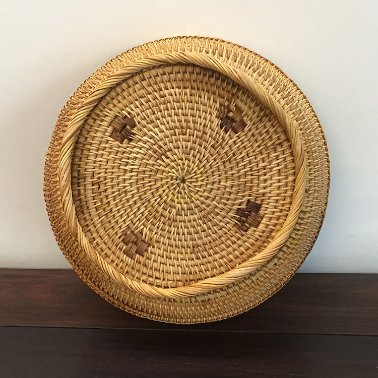 越南藤编织筐手工编织工艺品天然藤编水果盘收纳篮收纳篮子