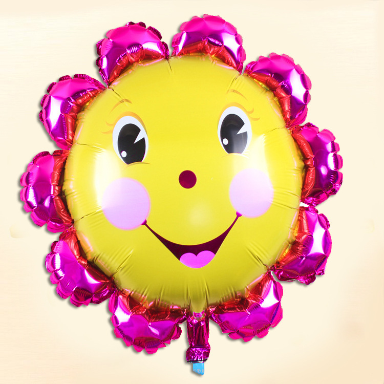 宝宝周岁生日派对笑脸铝膜气球 卡通太阳花铝箔气球现货批发