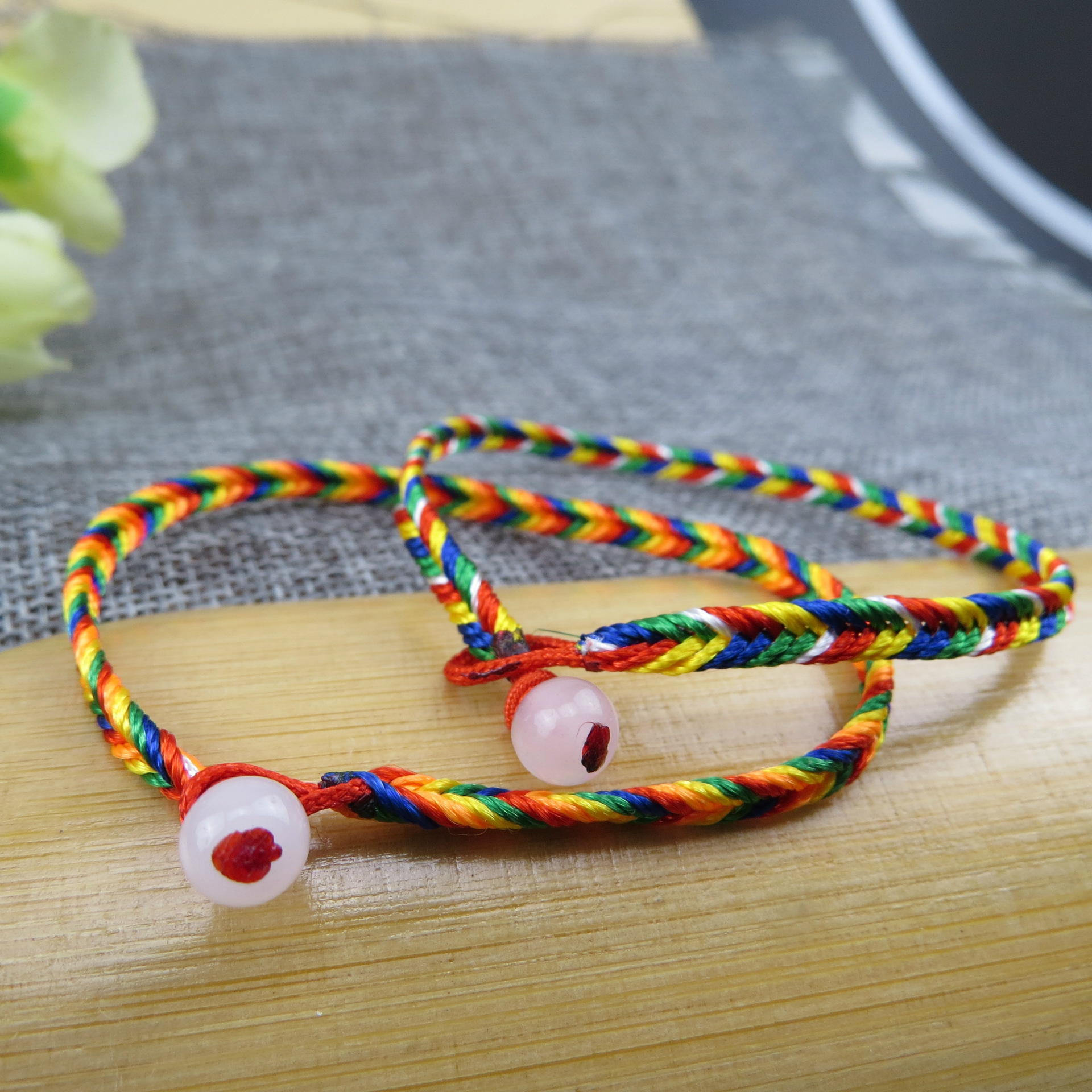 纯手工编织五色线手链 五月节五彩手绳批发 端午节幸运绳