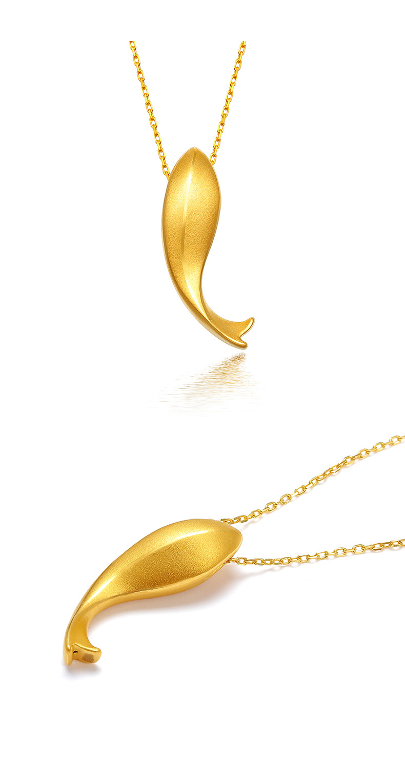 3d硬吊坠女款999足金小鱼转运珠挂坠黄金项链黄金吊坠 3d硬金