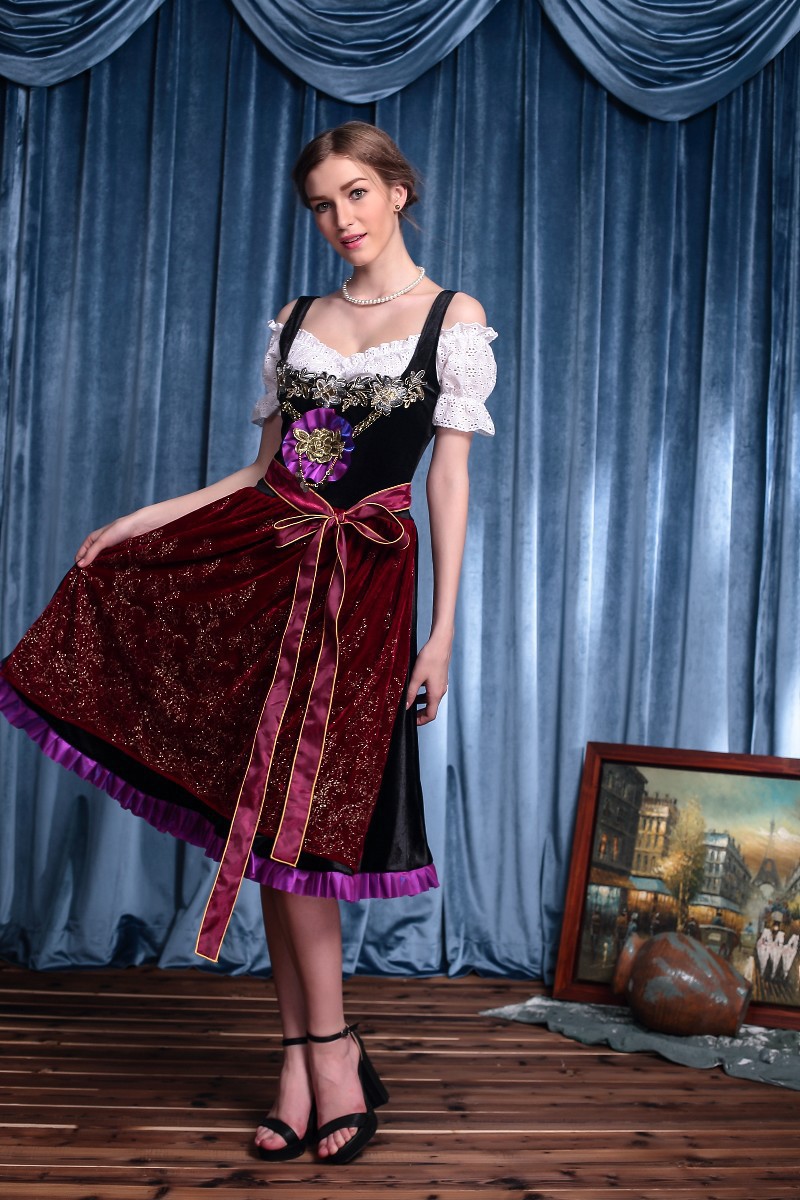 德国啤酒节服装女 巴伐利亚民族传统啤酒服 万圣节扮演女仆表演