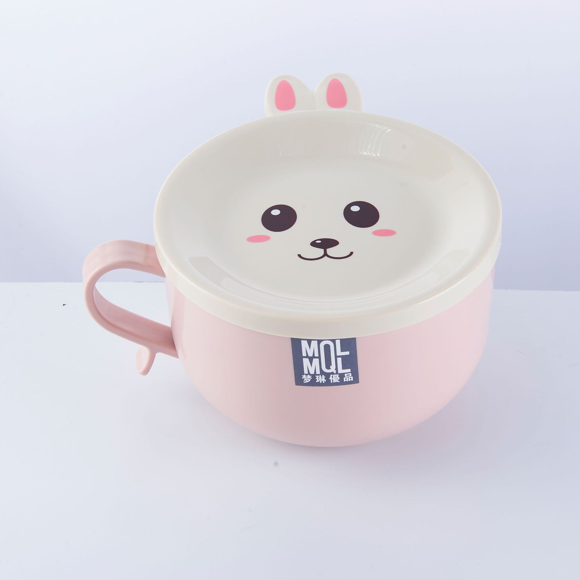 M57 Stainless Steel Korean Cartoon Rabbit with Lid Children Instant Noodle Bowl Insulation Lunch Box Lunch Box Lunch Box Wholesale