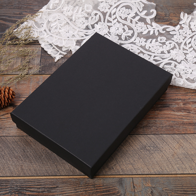 简约爆款天地盖黑色牛皮纸包装盒内衣袜子盒围巾盒化妆品礼品纸盒