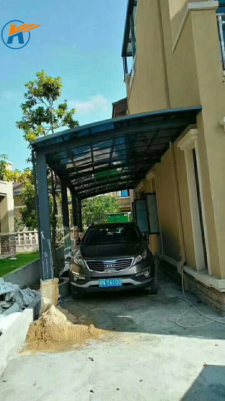 定制靠墙铝合金单边车棚 防紫外线小区停车棚 铝合金耐力板停车棚