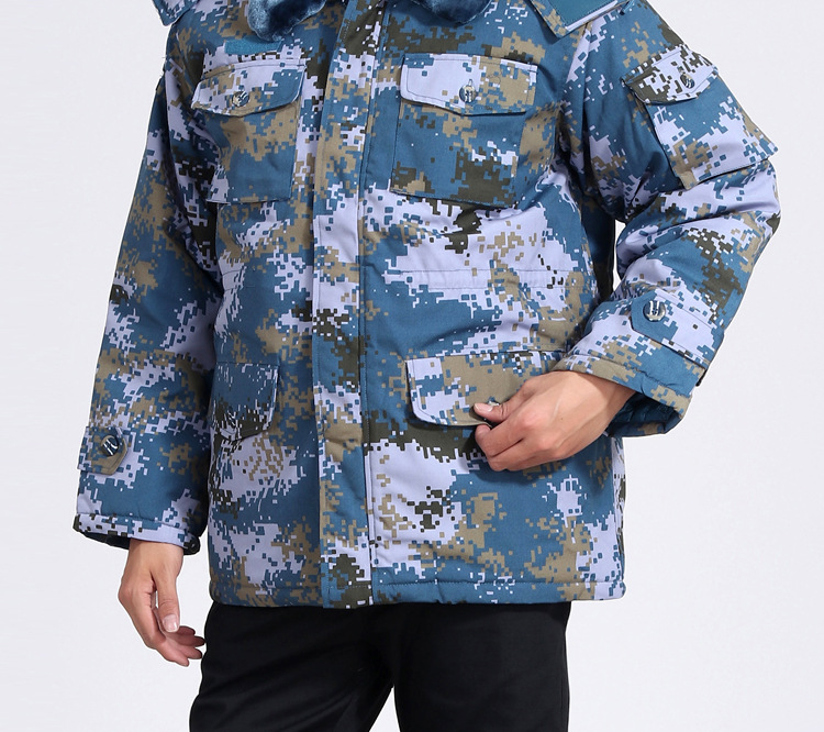 正品07海洋数码迷彩作训大衣男加厚海军棉大衣冬季配发防寒军大衣