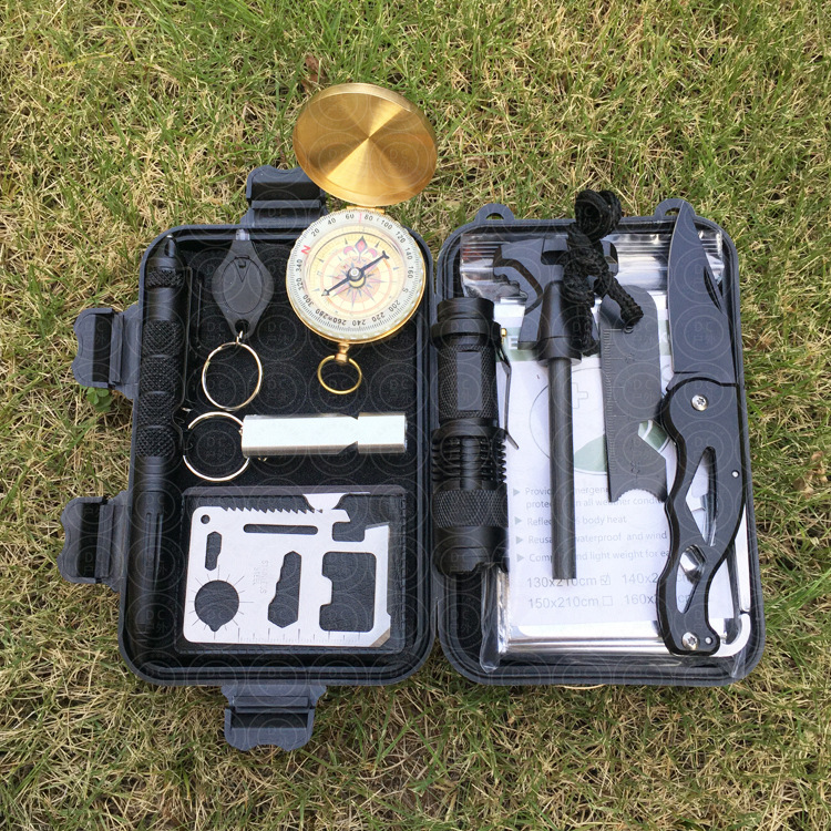 跨境套装户外求生装备 多功能生存工具套装 野外急救包sos升级版