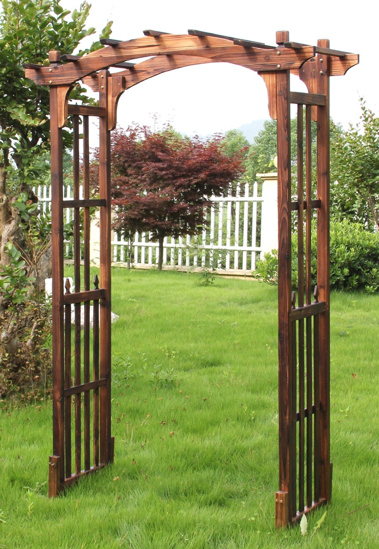 厂家直销户外防腐木拱门 花园园林实木栅栏拱门定制户外景观木门