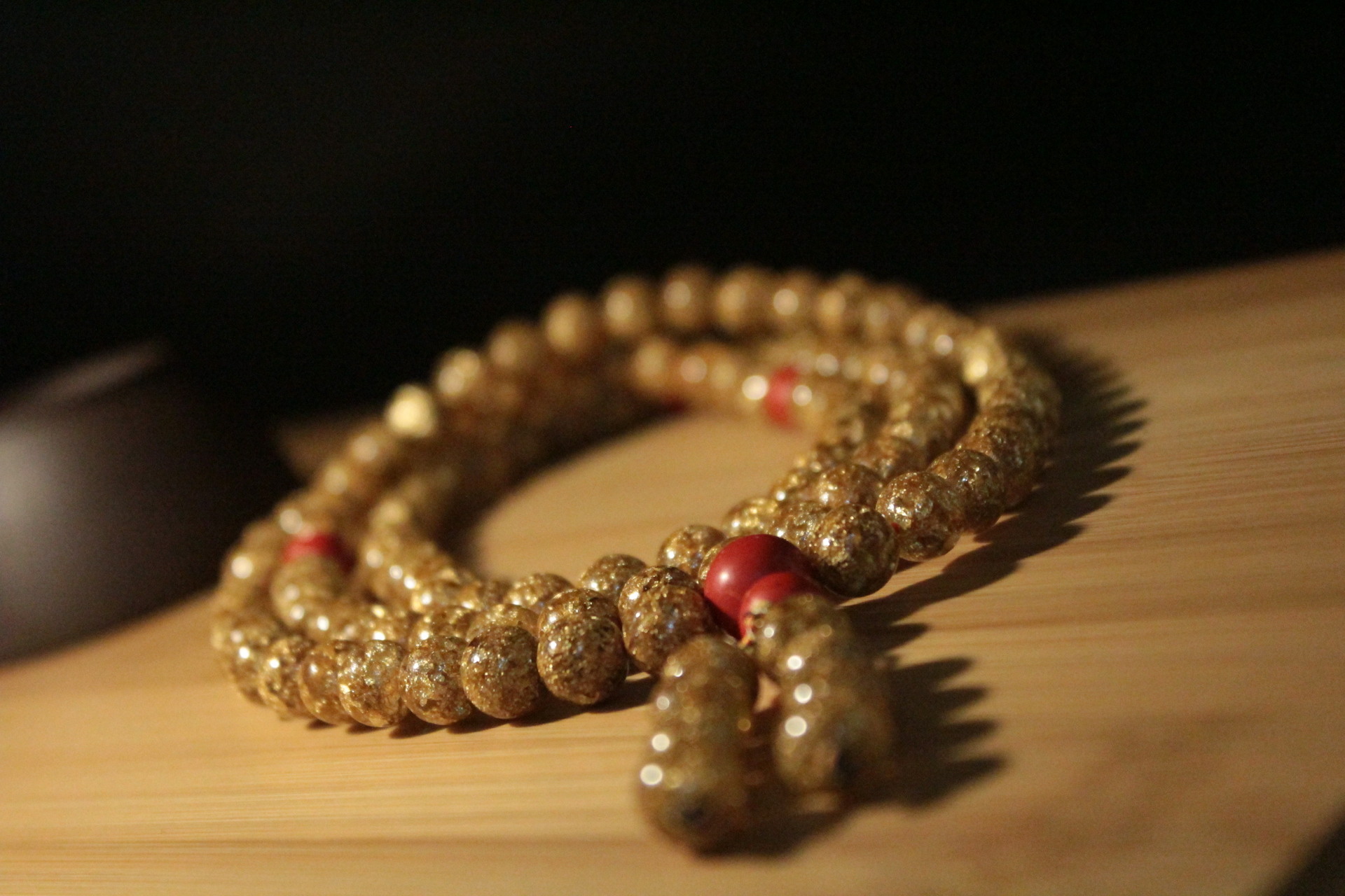 批发台湾工艺天然金箔佛珠108粒 8mm