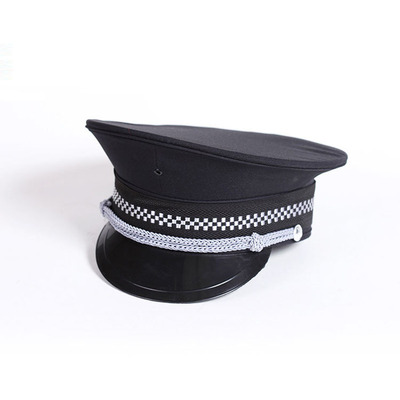 保安大沿帽大檐帽保安服帽子作训帽黑色大檐帽带帽徽厂家批发定做