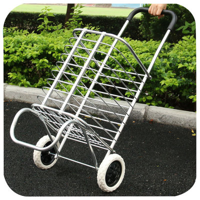 两轮买菜车小拉车 购物车折叠便携 家用铝合金篮老年手拉小推车