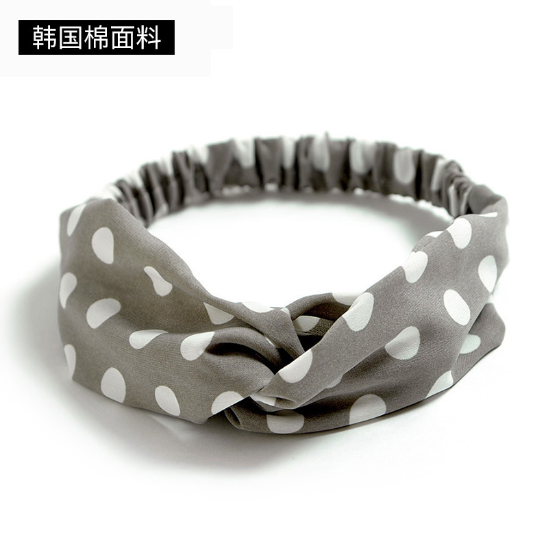 South Korea Dongdaemun Cross Tight Hair Band Polka Dot Fresh Korean Style Polka Dot Wide Edge Headband Minimalistic Headdress Female Hair