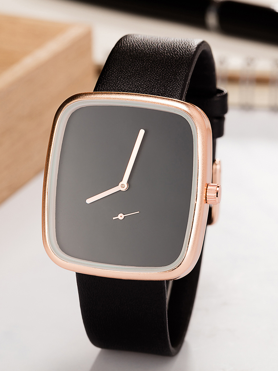 速卖通新款长方形石英表 简约无刻度独立秒针   进口pc-21机芯