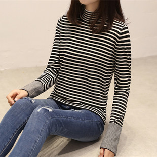 夹条韩版毛衣