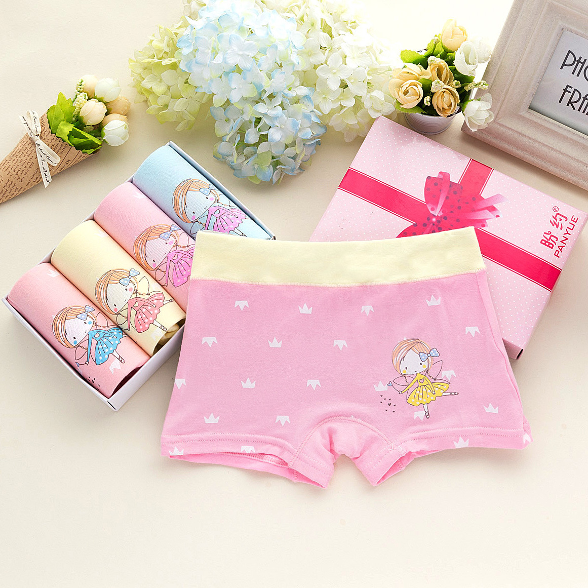 女童内裤莫代尔平角裤中大童四角可爱卡通儿童小女孩学生短裤头