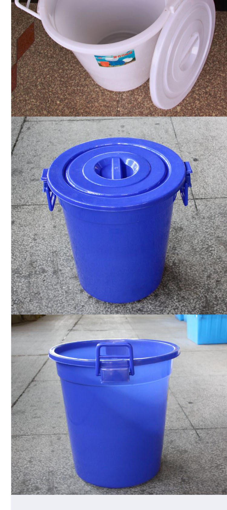 白色食品级80升塑料水桶带盖 工业化工包装塑胶圆形水桶加厚