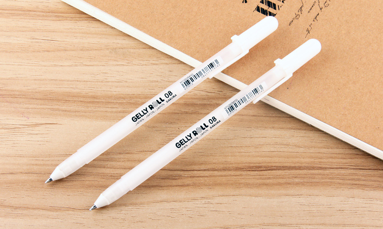 日本樱花高光笔白笔银笔金色波晒笔手绘设计黑卡纸白线笔