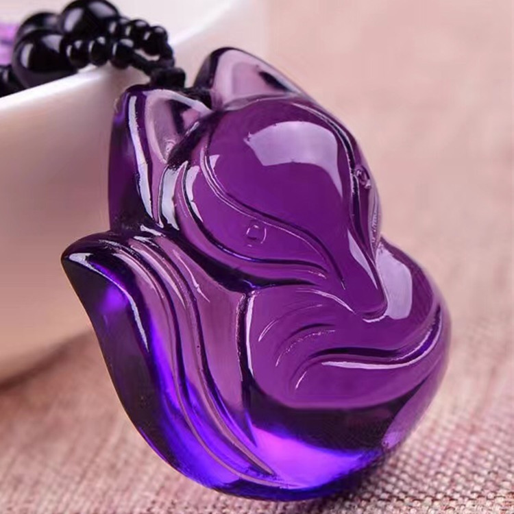 人造紫水晶狐狸吊坠 女款九尾狐狸吊坠项坠批发紫水晶萌狐项坠