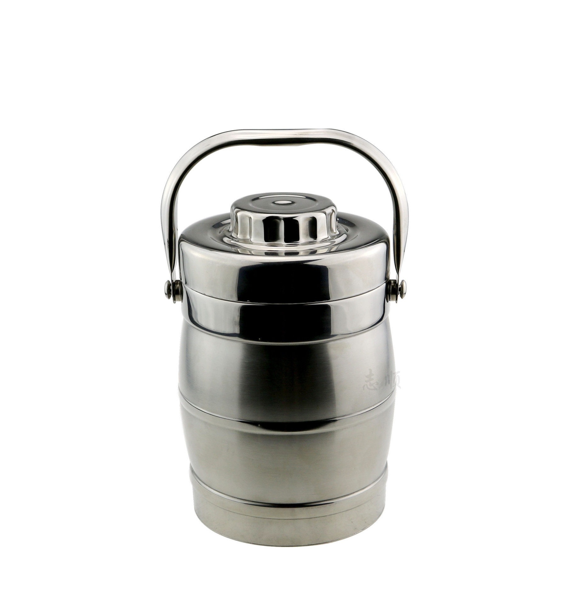 不锈钢无磁双层保温真空提锅 鼓型直型保温桶 学生提篮饭盒