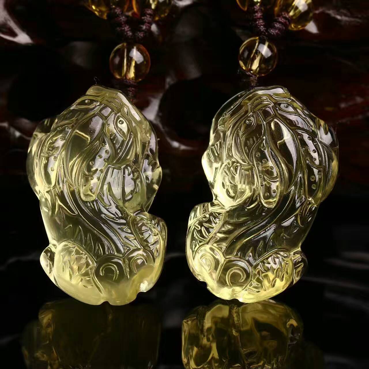 东海节高水晶天然黄水晶霸王貔貅吊坠 男女款招财项链批发