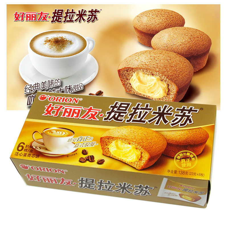 好丽友派6枚提拉米苏派138g注心蛋类芯饼可可派休闲零食