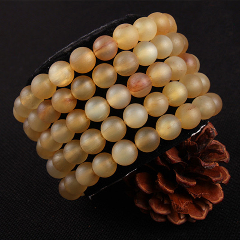 羊角仿羚羊角手链佛珠手串原生带血108颗保真羊角珠diy配件
