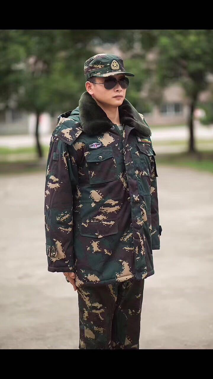 正品16新款虎斑迷彩特战大衣冬季加厚防寒服棉衣配发迷彩作训大衣