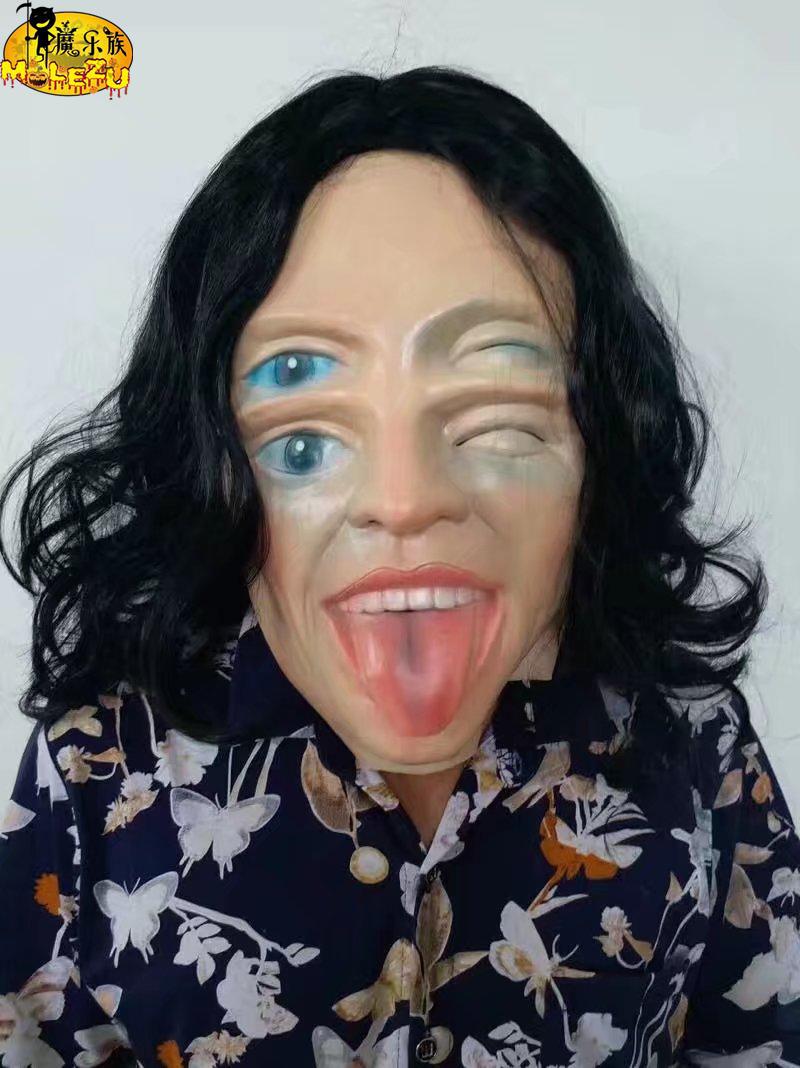 搞怪玩具美女重影魔鬼面具重眼美女头套人脸舞会派对整蛊影视道具