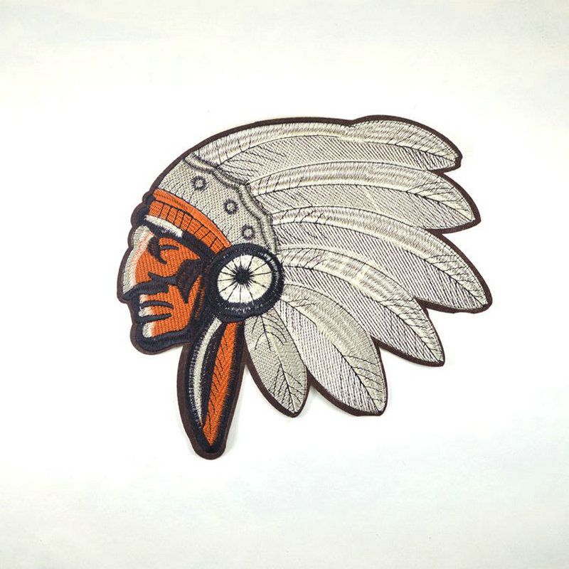 民族风贴布刺绣印第安人头像电脑绣花牛仔裤毛衣包包鞋子配件辅料