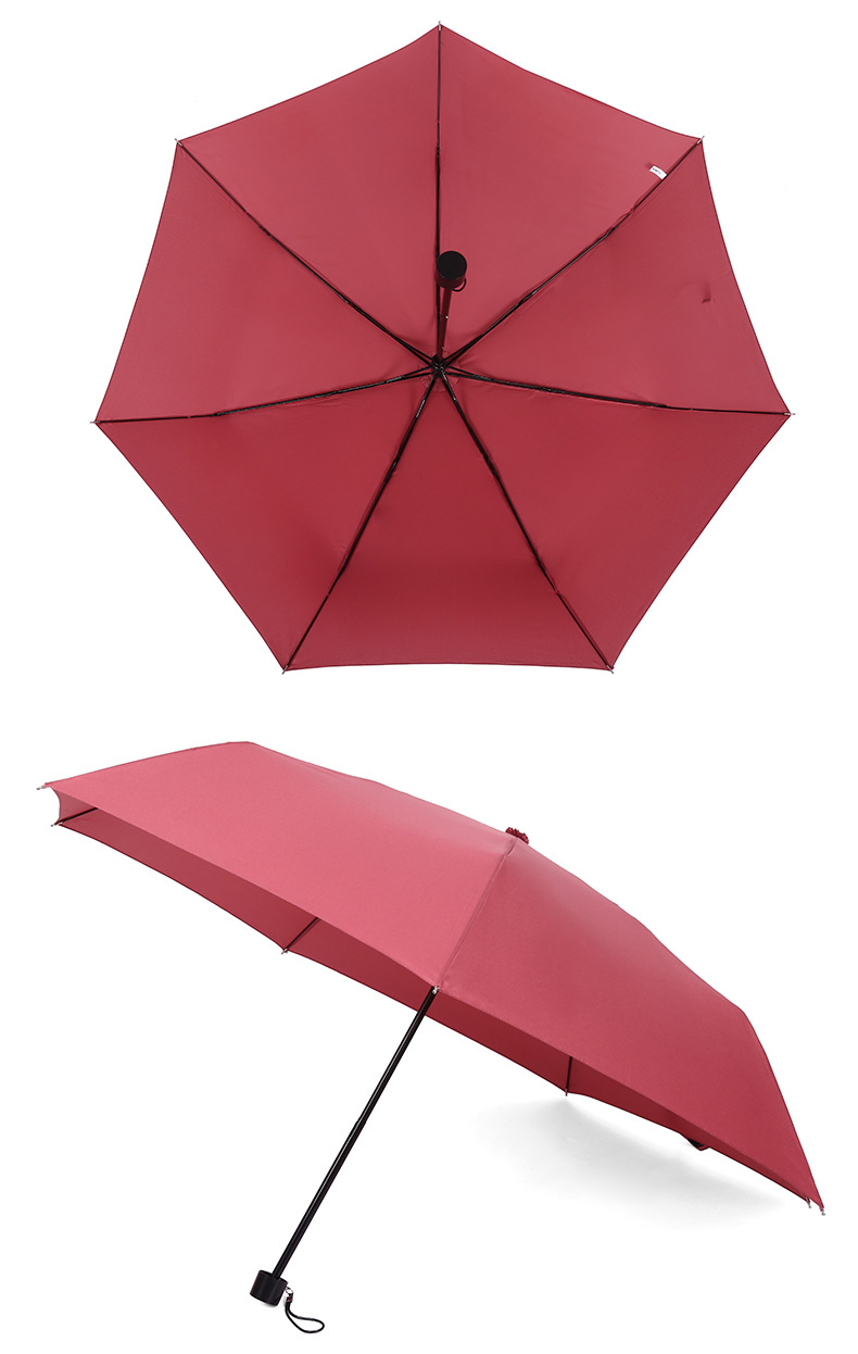 集成三折内翻纯色雨伞批发创意简约素色折叠伞厂家两用晴雨