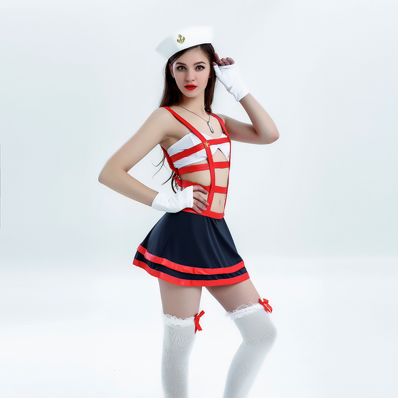 欧美新款 海军服装性感比基尼海军水手装制服nj1754 一件代发
