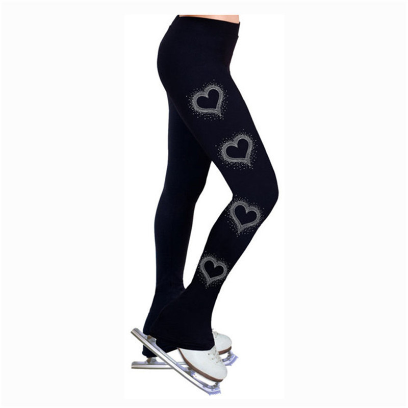 冰蝶定制儿童女士成人花样滑冰训练服裤子黑色镶钻训练服裤子高弹