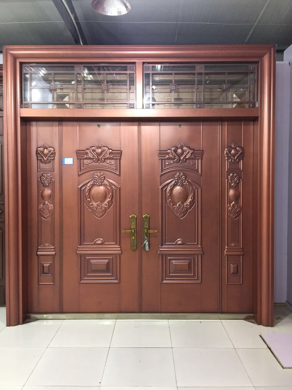 农村自建房客厅大门防晒防锈厂家制做仿真铜四开门别墅庭院防盗门